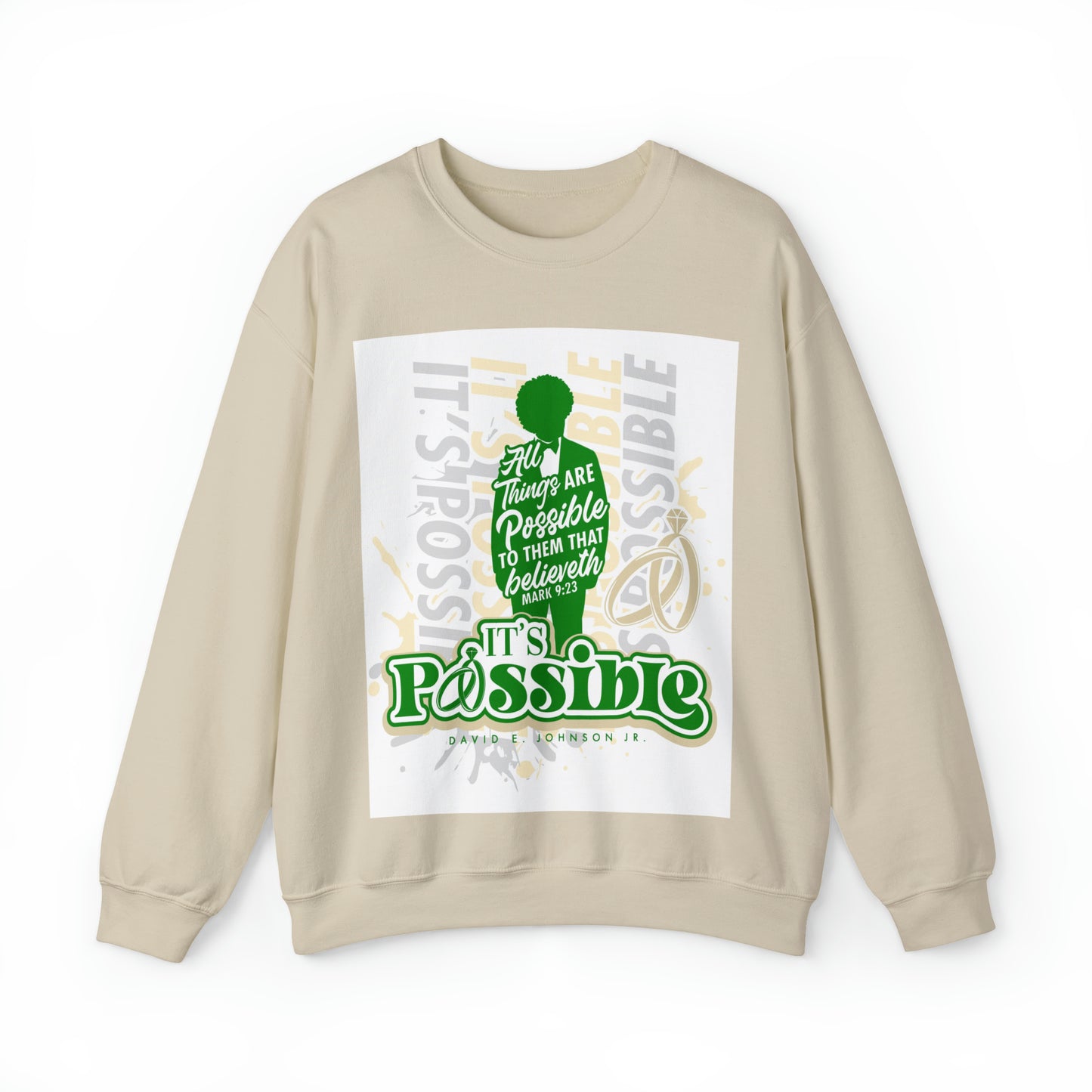 "It's Possible" Single Unisex Heavy Blend™ Crewneck Sweatshirt (Green)