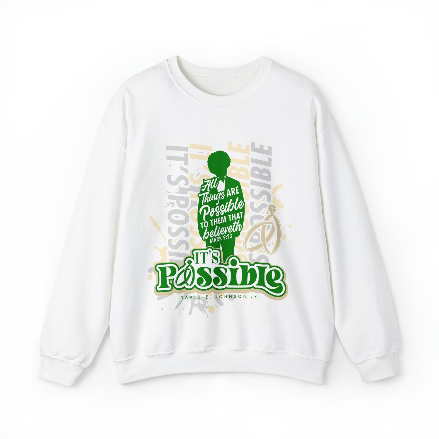 "It's Possible" Single Unisex Heavy Blend™ Crewneck Sweatshirt (Green)