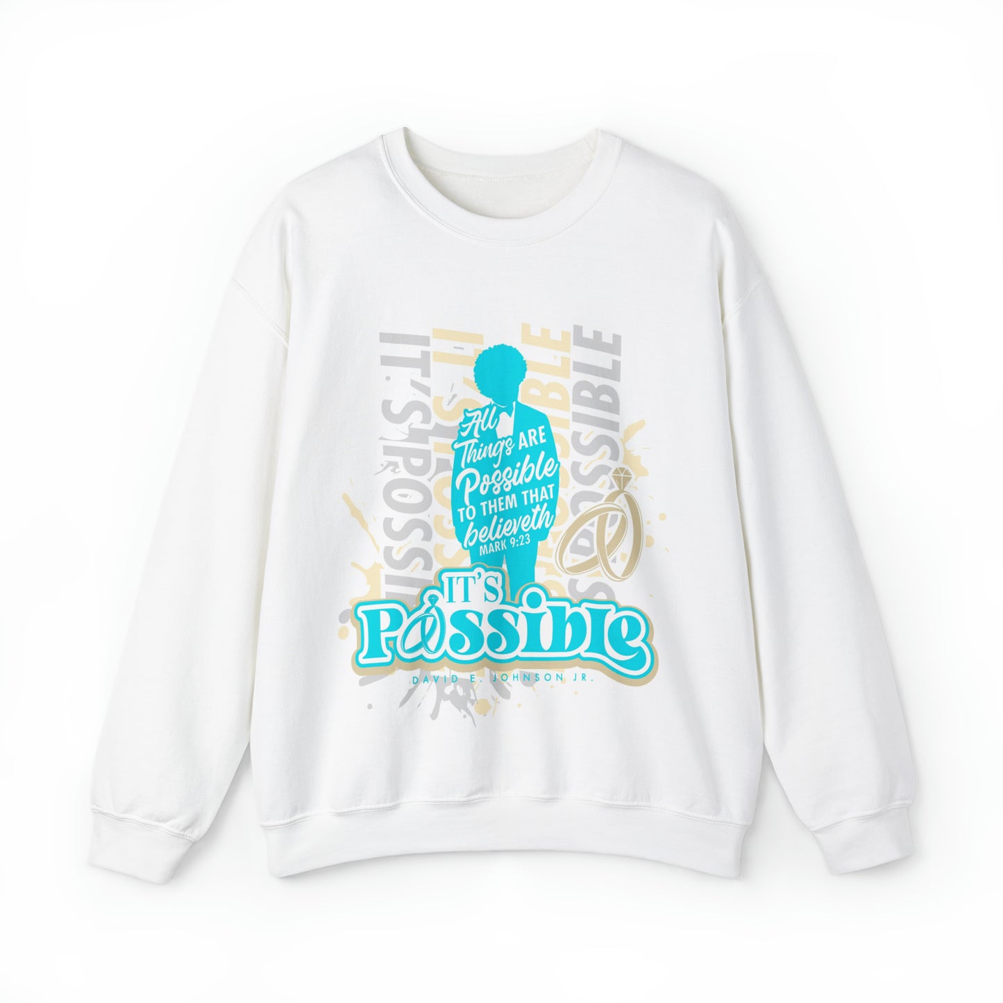 "It's Possible" Single Unisex Heavy Blend™ Crewneck Sweatshirt (Teal)