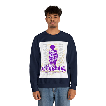 "It's Possible" Single Unisex Heavy Blend™ Crewneck Sweatshirt (Purple)