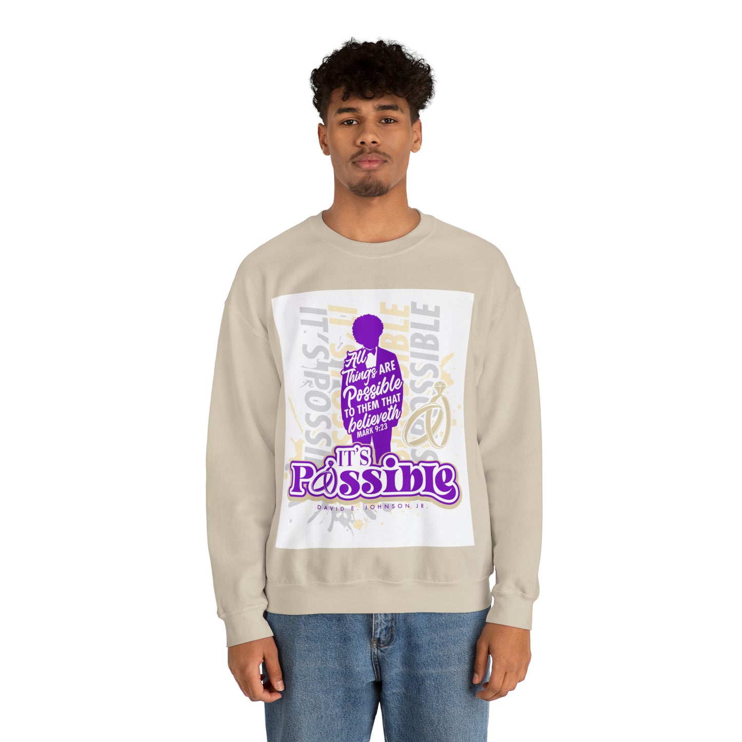 "It's Possible" Single Unisex Heavy Blend™ Crewneck Sweatshirt (Purple)