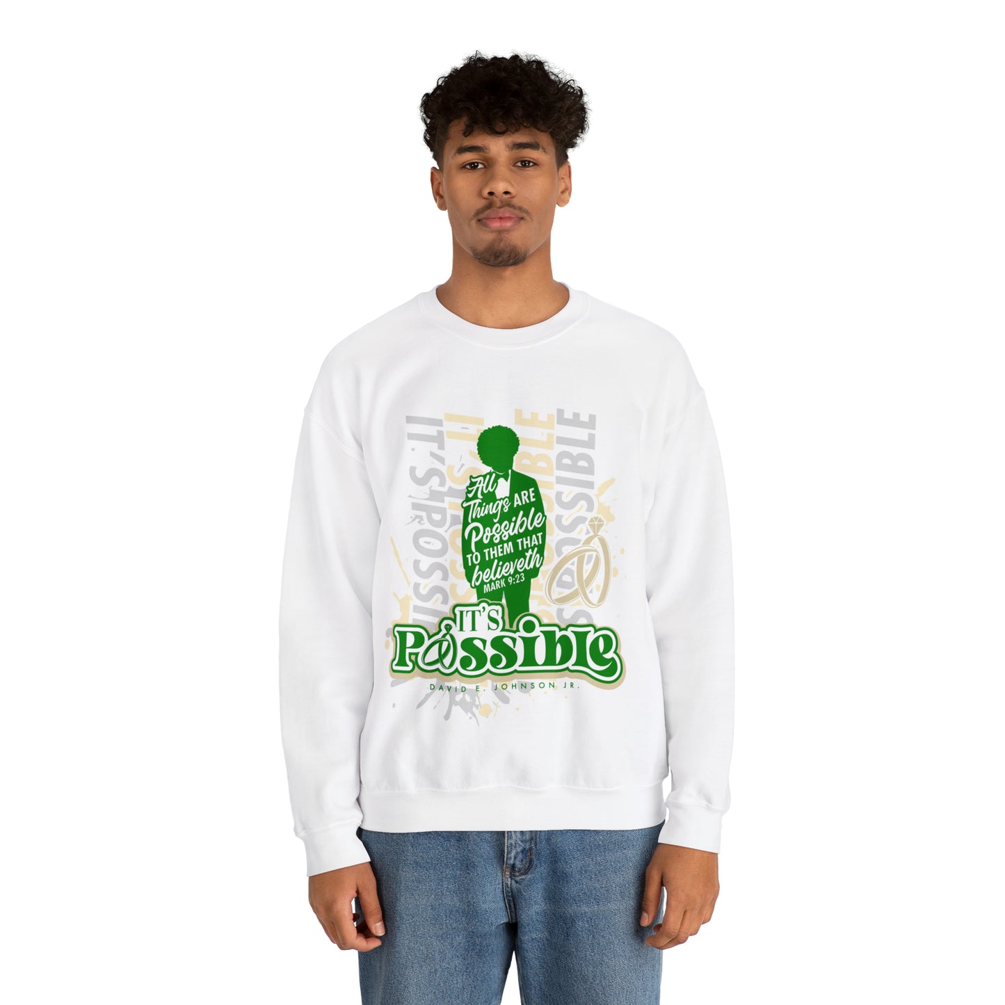 "It's Possible" Single Unisex Heavy Blend™ Crewneck Sweatshirt (Green)