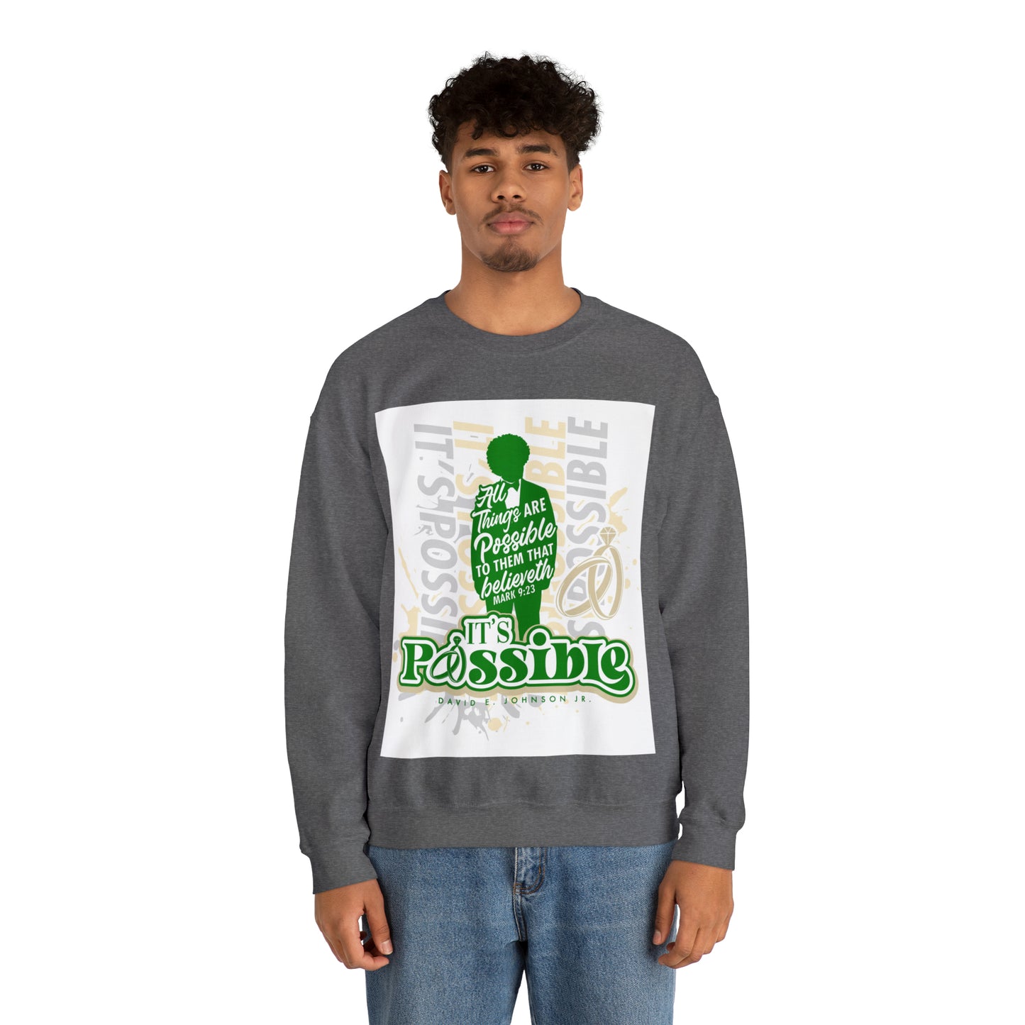 "It's Possible" Single Unisex Heavy Blend™ Crewneck Sweatshirt (Green)